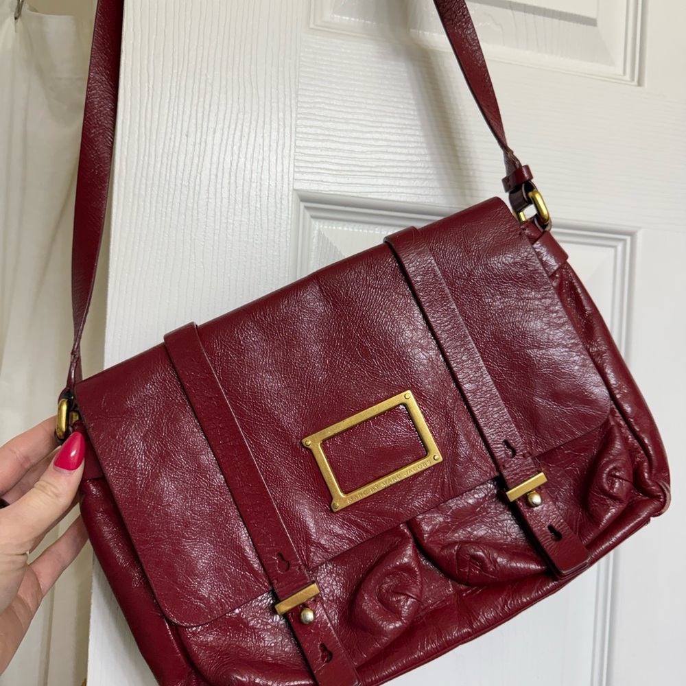 Marc By Marc Jacobs Burgundy Leather Crossbody with Gold Hardware